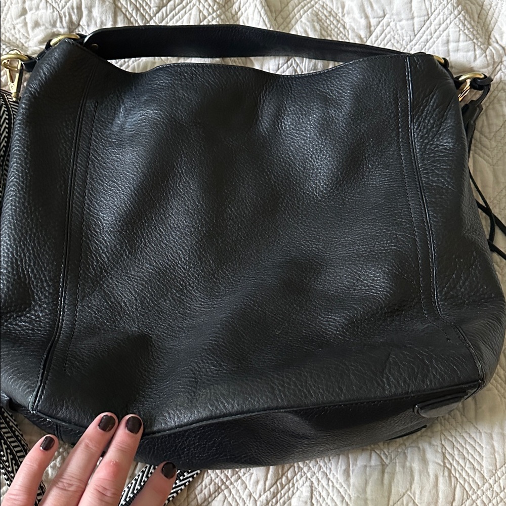 Black Pebble Leather Shoulder Bag- Cole Haan